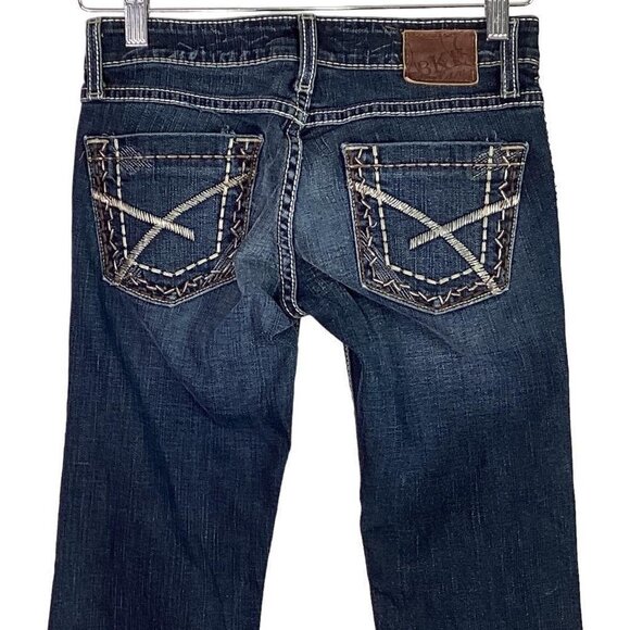 The Buckle Denim - BKE Buckle Stella Boot Women 24 Whiskered Bootcut Jeans Blue Cotton Spandex Dark